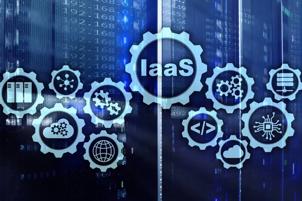 IaaS, Infrastruktur als Dienstleistung. Online-Internet und Netzwerkkonzept. Graphische Symbole auf einem digitalen Bildschirm. — Stockfoto