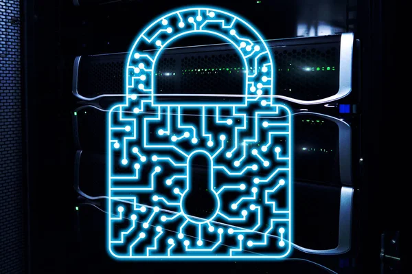Cyber Security lock ikona internet informacji ochrona danych i koncepcja technologiczna. — Zdjęcie stockowe