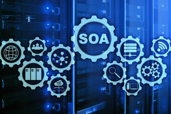 SOA. Obchodní model a koncepce informačních technologií pro architekturu orientovanou na služby podle principu zapouzdření služeb. — Stock fotografie