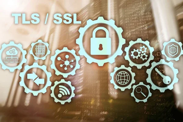 Camada de Transporte Segurança. Camada de soquete segura. TLS SSL. protocolos criptográficos fornecer comunicações seguras — Fotografia de Stock