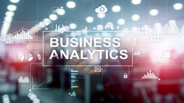İş analytics kavramı çift pozlama arka plan üzerinde.