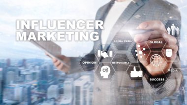 İş dünyasındaki pazarlama kavramını etkiliyor. Teknoloji, internet ve ağ. Soyut arkaplan karışık ortamı.