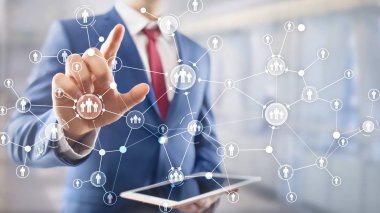 HR İnsan Kaynakları Yönetimi Halkların İlişki Organizasyonu Yapısı Sanal Ekran Karışık Ortam.