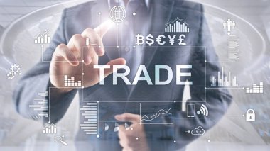 Bulanık ofis merkezi arkaplanındaki borsa şamdanı şeması ve şemalar