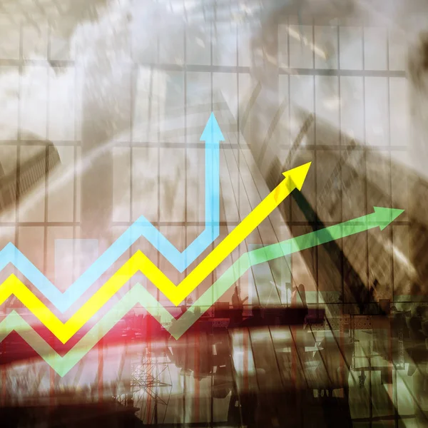 Grafico delle frecce di crescita finanziaria. Concetto di investimento e negoziazione . — Foto Stock