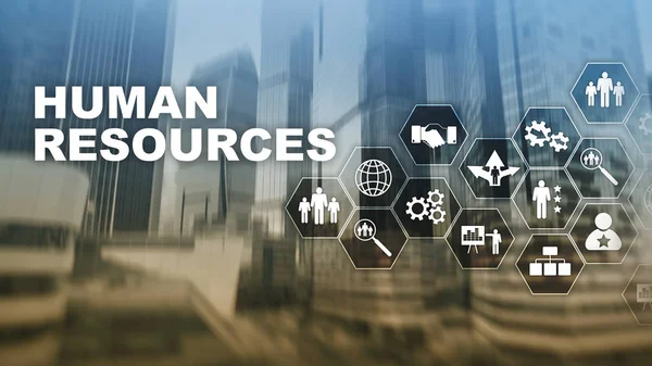 Recursos Humanos Concepto de gestión de recursos humanos. Grupo de recursos humanos, atención al cliente y empleados. —  Fotos de Stock