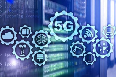 5G Ağ, 5G İnternet Bağlantısı Konsepti dijital arkaplanda. Akıllı iletişim ağı kavramı.