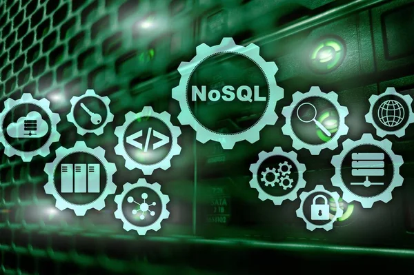 NoSQL. Strukturierte Abfragesprache. Datenbanktechnologiekonzept. Hintergrund Serverraum. — Stockfoto