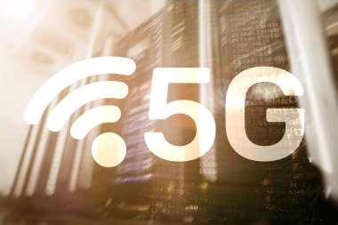 5G Ağ, 5G İnternet Bağlantısı Konsepti dijital arkaplanda. Akıllı iletişim ağı kavramı.