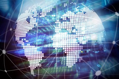 Telekomünikasyon ve internet teknoloji kavram olarak 3B dünya.