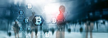 Bitcoin, sunucu Oda zemin üzerine Blockchain kavramı.