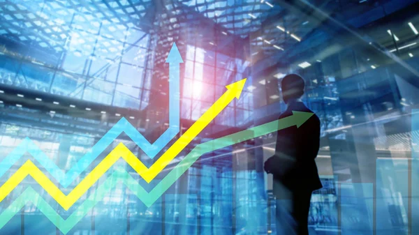 Financial growth arrows graph. Investment and trading concept. — Stock Photo, Image