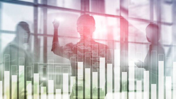 График бизнеса и финансов на размытом фоне. Концепция торговли, инвестиций и экономики.