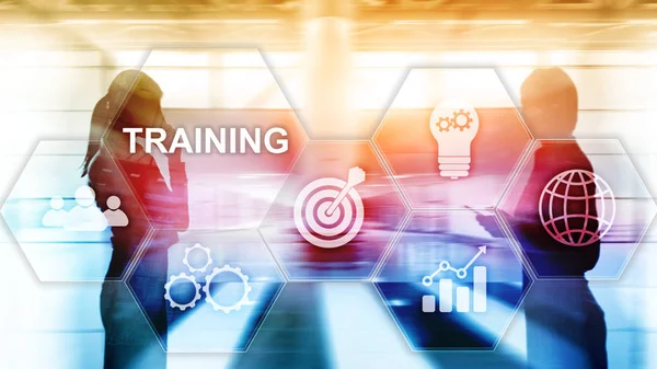 Koncepcja szkolenia biznesowego. Szkolenie Webinar E-learning. Koncepcja technologii finansowych i komunikacji. — Zdjęcie stockowe