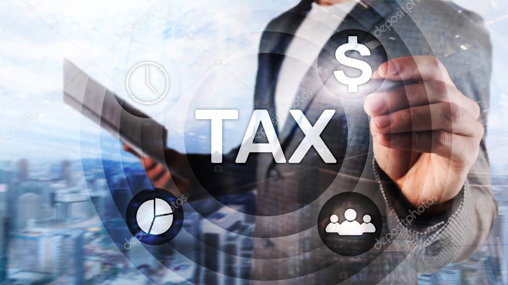 Tax Digarams, Business and Financial concept on blurred background.