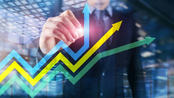 Financial growth arrows graph. Investment and trading concept. — Stock Photo, Image