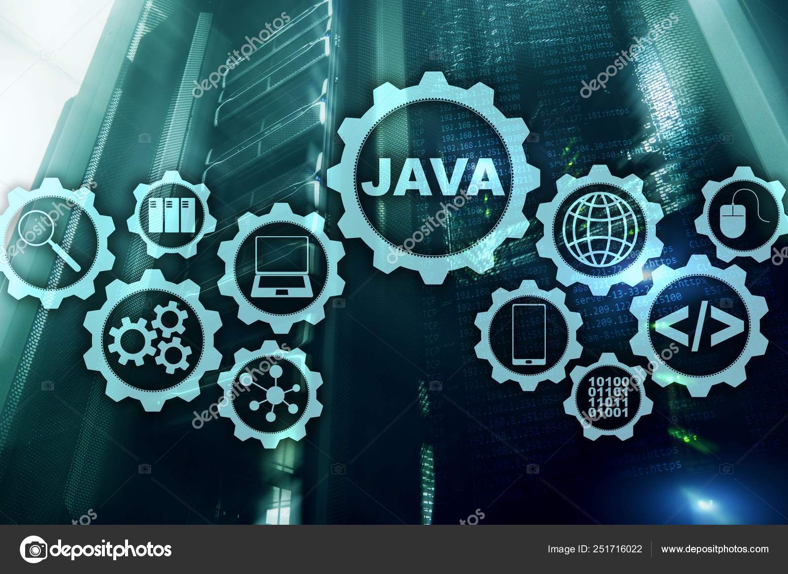 Java Programming concept. Virtual machine. On server room background. Stock  Photo by ©Funtap 251716022