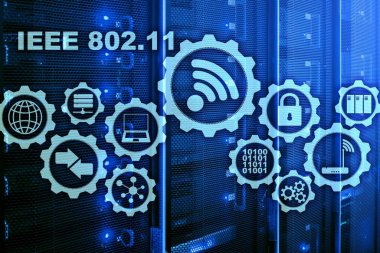 Kablosuz veri iletim kavramı IEEE 802.11. Sunucu arka plan.