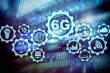 Gelecekteki İletişim Hızlı Teknolojisi. 6G Ağ Bağlantısı Konsepti. Yüksek Hız Mobil Kablosuz Teknolojisi