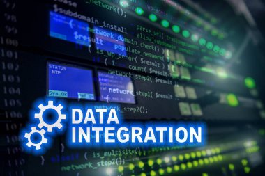 Veri entegrasyon bilgi teknolojisi kavramı sunucu Oda zemin üzerine.