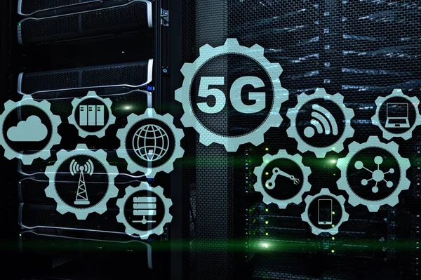 5G Ağ, 5G İnternet Bağlantısı Konsepti dijital arkaplanda. Akıllı iletişim ağı kavramı — Stok fotoğraf