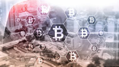 Bitcoin, sunucu Oda zemin üzerine Blockchain kavramı.