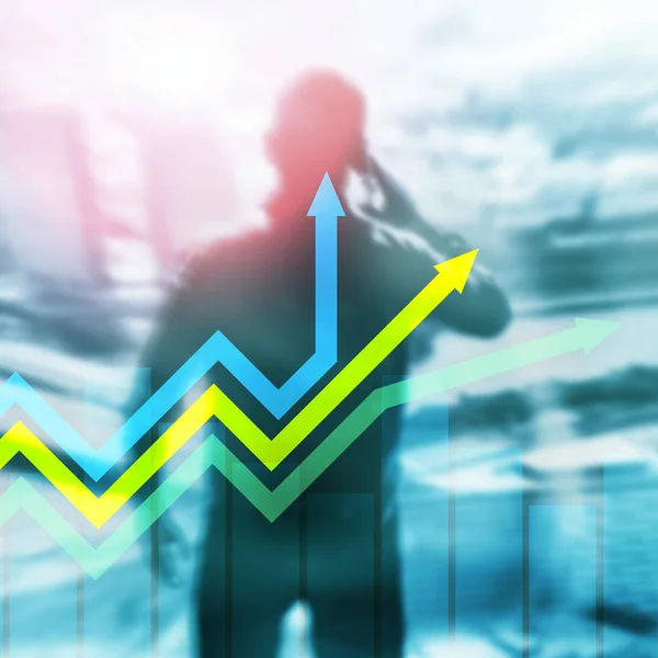 Grafico delle frecce di crescita finanziaria. Concetto di investimento e negoziazione . — Foto Stock