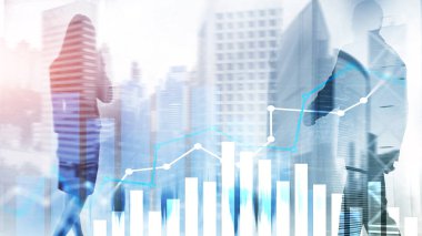 Finansal büyüme grafiği. Satış artışı, pazarlama stratejisi.