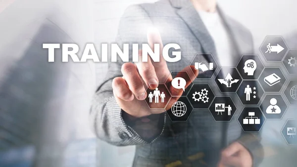 Ausbildungskonzept für Unternehmen. Training Webinar E-Learning. Finanztechnologie und Kommunikationskonzept. — Stockfoto