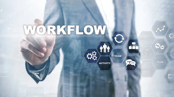 Automation of business workflows. Work process. Reliability and repeatability in technology and financial processes. — Stock Photo, Image