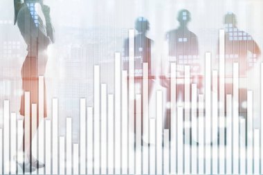 Bulanık arka planda iş ve finans grafiği. Ticaret, yatırım ve ekonomi kavramı.