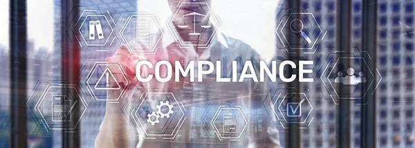 Compliance Diagramm Mit Symbolen Geschäftskonzept Auf Abstraktem Hintergrund — Stockfoto