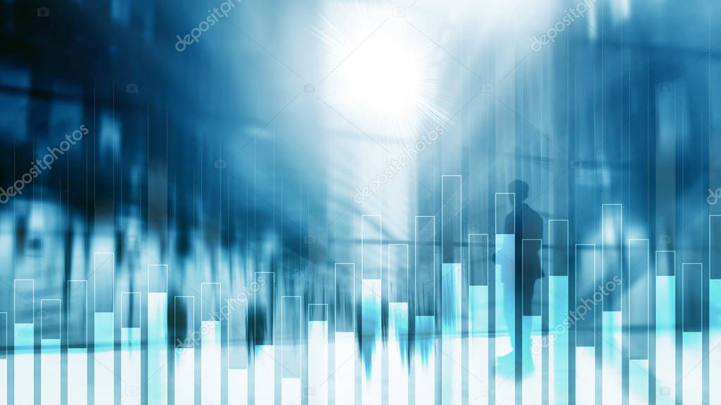 Business and finance graph on blurred background. Trading, investment and economics concept.