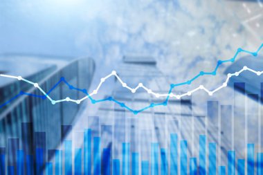 Çift Pozlama mali grafikleri ve diyagramları. Şehir arka plan