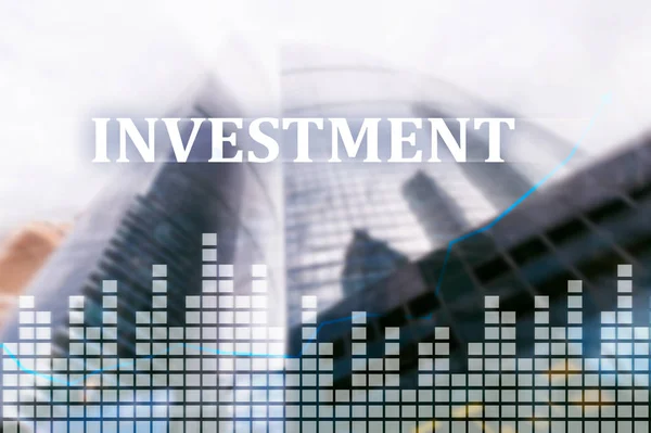 Investimento, ROI conceito de mercado financeiro cidade fundo — Fotografia de Stock