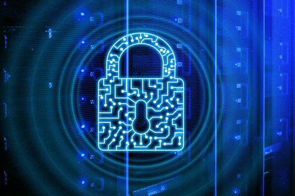 Cyber-Sicherheit Schloss Symbol Informationen Datenschutz Internet und Technologie-Konzept. — Stockfoto