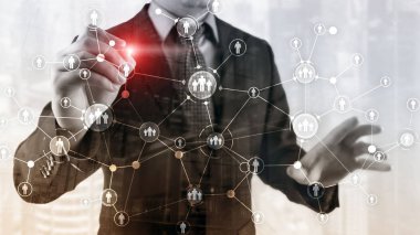 HR İnsan Kaynakları Yönetimi Halkların İlişki Organizasyonu Yapısı Sanal Ekran Karışık Ortam.