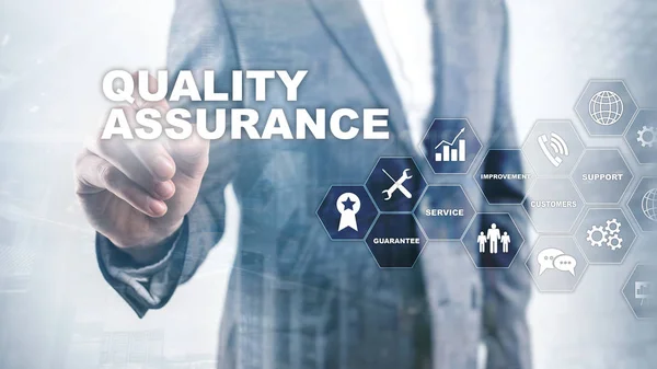 The Concept of Quality Assurance and Impact on Businesses. Quality control. Service Guarantee. Mixed media. — Stock Photo, Image