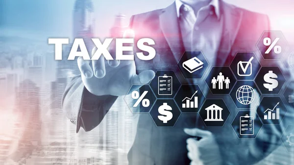 Concept of taxes paid by individuals and corporations such as vat, income and wealth tax. Tax payment. State taxes. Calculation tax return — Stock Photo, Image