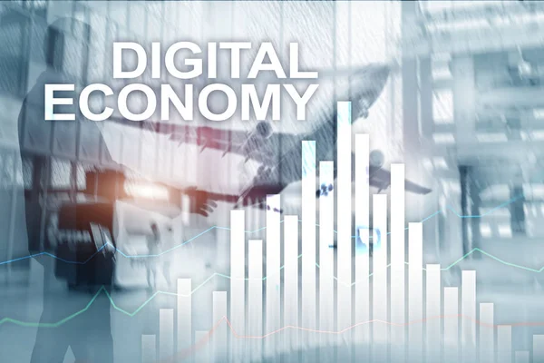 DIgital economy, financial technology concept on blurred background.