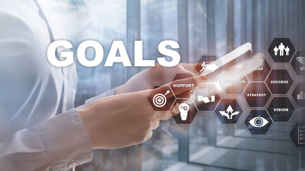 Target Goals Expectations Achievement Graphic Concept. Business development to success and growing growth.