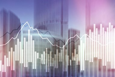 Çift Pozlama mali grafikleri ve diyagramları. İş, ekonomi ve yatırım kavramı.