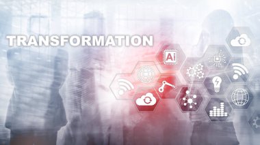 İş Dönüşümü. Gelecek ve İnovasyon İnternet ve ağ konsepti. Soyut iş geçmişi. Karışık Ortam.