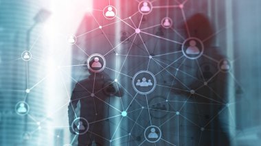 Çift pozlama insan yapısı Hr - insan kaynakları yönetimi ve işe alım kavramı ağ.