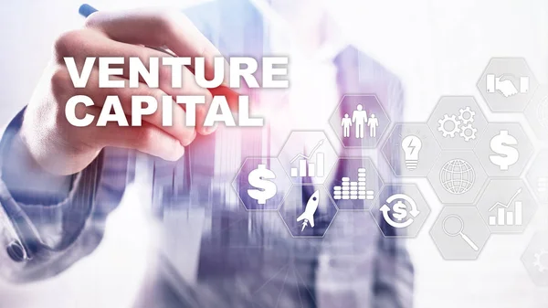Venture Capital on Virtual Screen. Business, Technology, Internet and network concept. Abstract background.