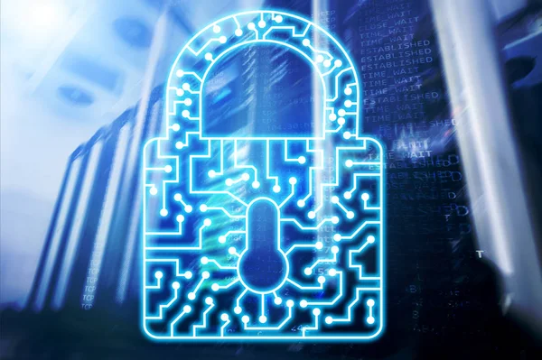 Ikon Kunci Keamanan Cyber Informasi Privasi Internet dan Teknologi Perlindungan Data konsep — Stok Foto