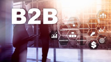 İş iş B2b - teknoloji gelecek için. İş modeli. Mali teknoloji ve iletişim kavramı.