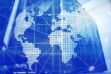 Telekomünikasyon ve internet teknoloji kavram olarak 3B dünya.