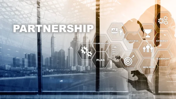 Business Partnership Concept Succesvolle Deal Een Geweldige Ontmoeting Meervoudige Blootstelling — Stockfoto