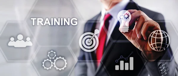 Bedrijfsopleidingsconcept Training Webinar Learning Financiële Technologie Communicatieconcept — Stockfoto
